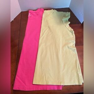 Women’s  XXL Short Sleeve Shirts. 100% Organic Cotton. Pink and Green. NWT